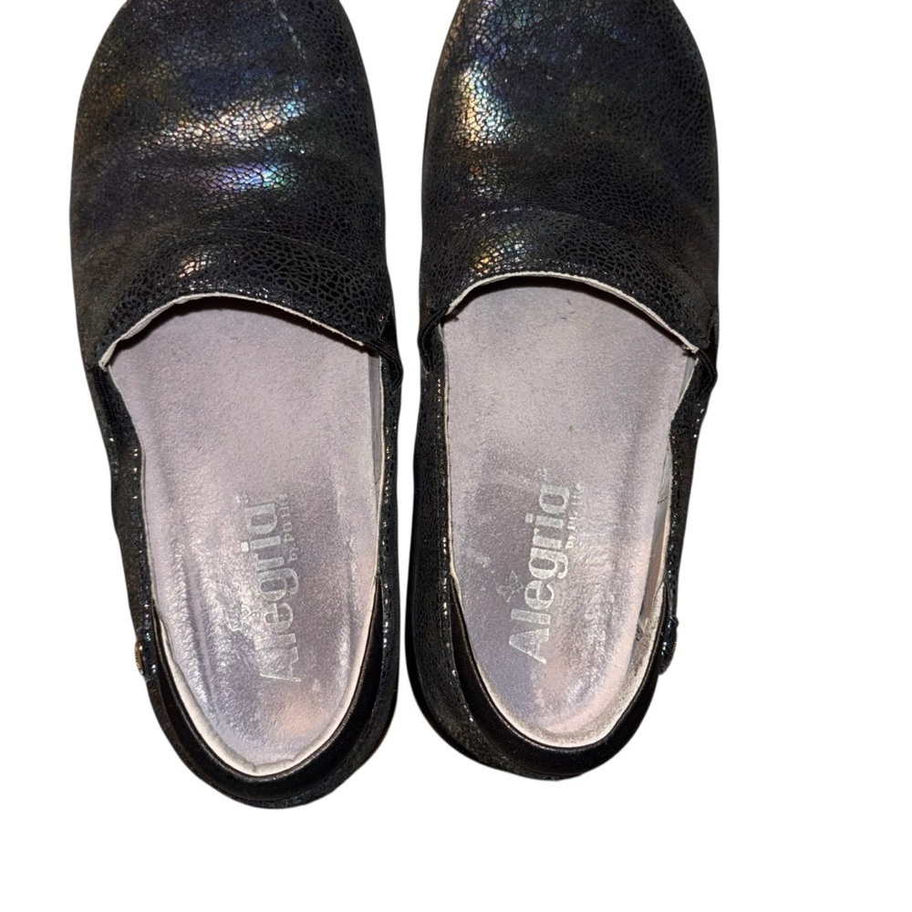 Alegria Keli Professional Black Iridescent “Glimmer Glam” Clogs W Sz 36 (6-6.5) - Picture 7 of 11
